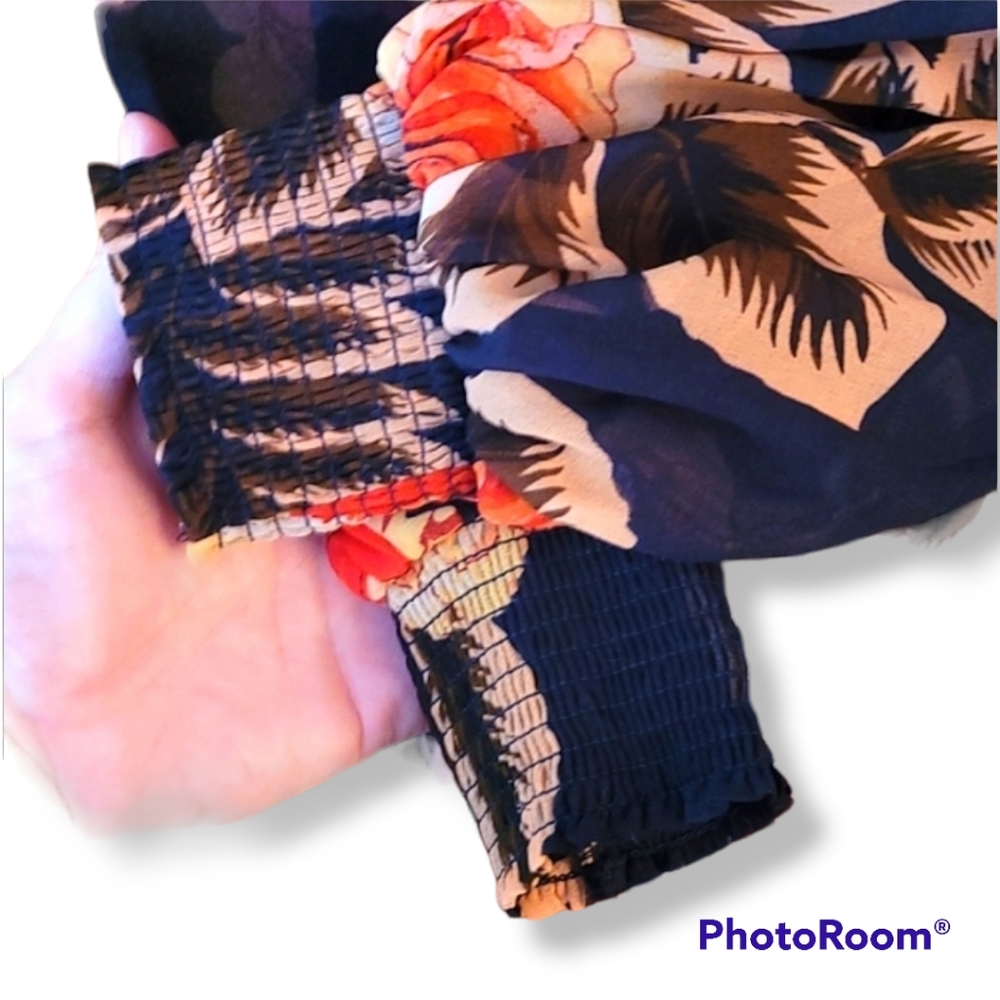 Atelier Blue Button Down Dark Floral Dress - Picture 4 of 11